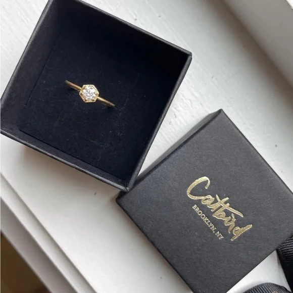 Satomi Kawakita .23ct white diamond Hexagon Ring 18k yellow gold catbird 5.25 - Picture 5 of 6